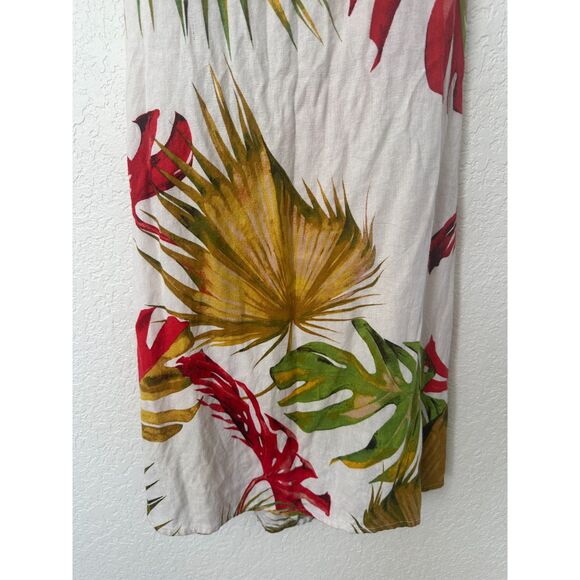 House of Harlow Midi Dress Size XS Linen-Blend Cut Out Smocked Back Bead Tassels - Picture 5 of 12